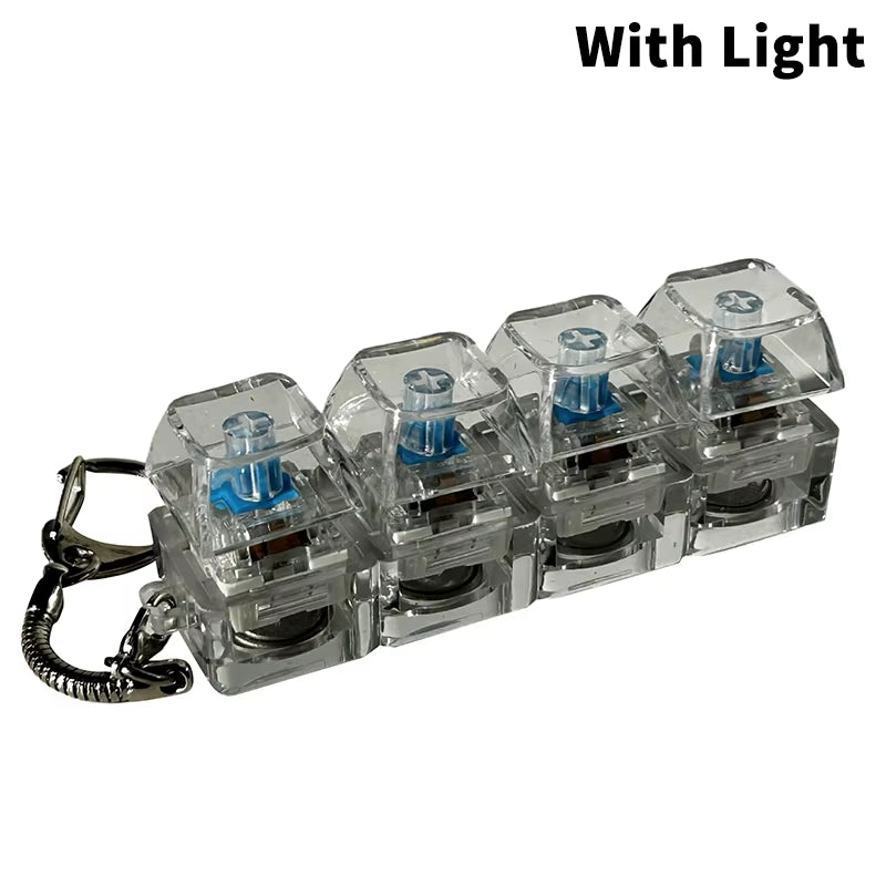 4 Keys Mechanical Keyboard Axis Tester LED Keyboard Key Toy Stress Relief DIY Button Keycap Fidget Keychain Toys Gift