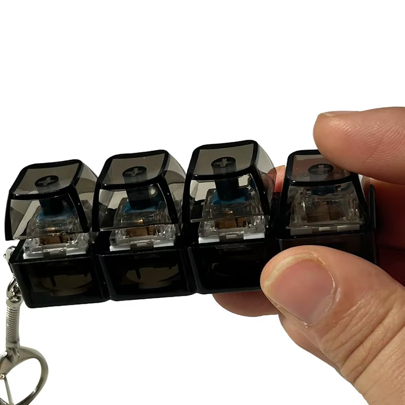 4 Keys Mechanical Keyboard Axis Tester LED Keyboard Key Toy Stress Relief DIY Button Keycap Fidget Keychain Toys Gift
